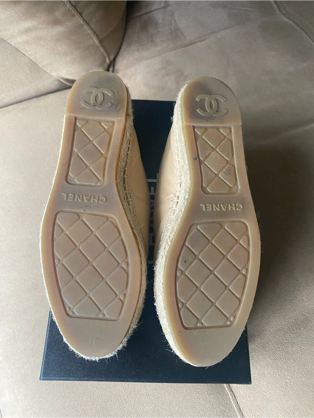 Chanel Beige with Black Toe Espadrilles